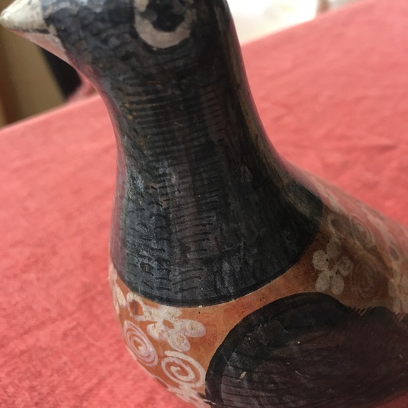 Mexican folk art pottery bird signed - Picture 2 of 9